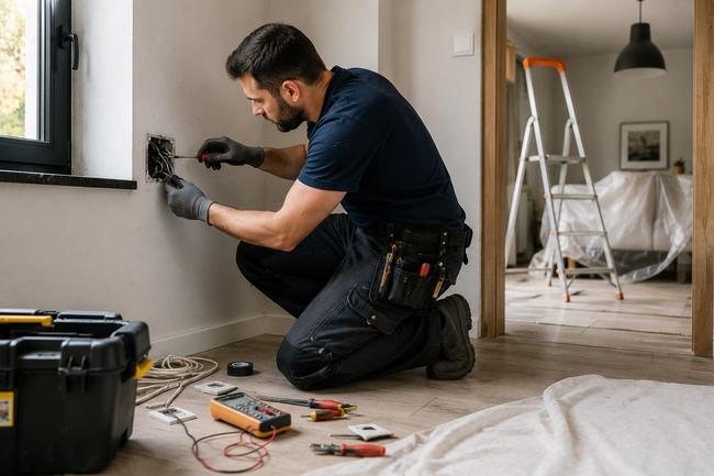 Électricien en intervention chez un particulier
